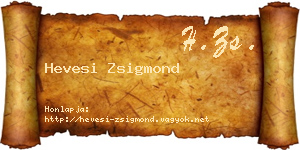 Hevesi Zsigmond névjegykártya